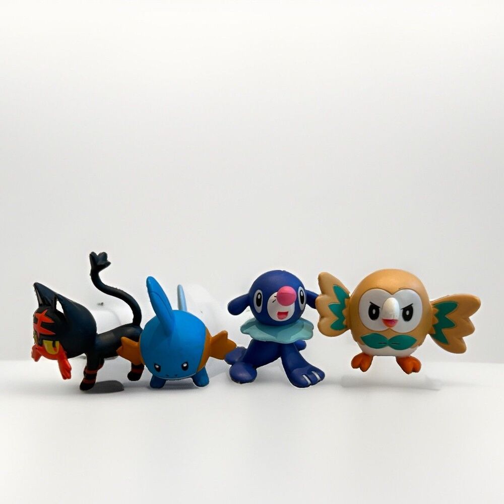 Pokemon‎ TOMY Alola Starter Figure Lot Litten Popplio Rowlet Mudkip Pokeballs